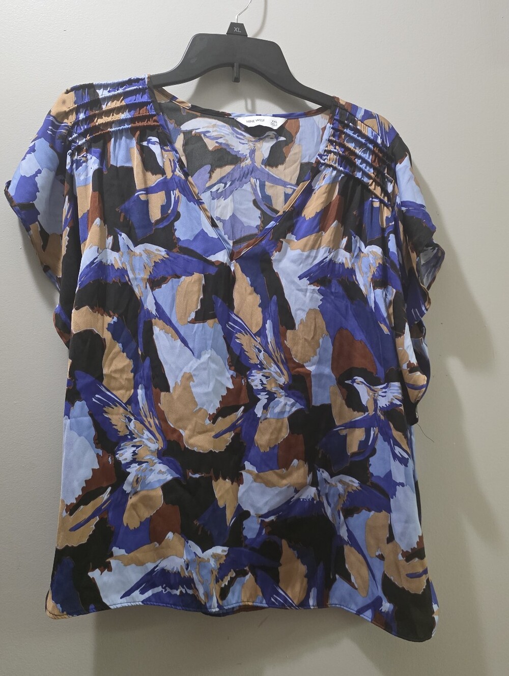 Nine West Purple and Blue Floral Blouse